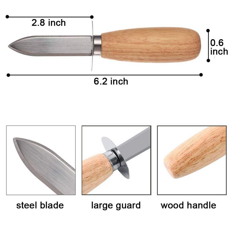 DOMG 10Pcs Oyster Clam Shucking Knife Opener with Wooden Handle - Image 2